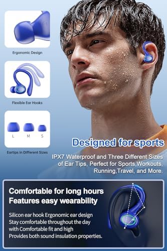 Revolutionize Your Audio Experience with 60-Hour Playtime Bluetooth 5.3 Wireless Earbuds – Advanced Noise Cancelling for Crystal Clear Sound, IPX7 Waterproof Durability, Real-Time LED Battery Monitoring, Ideal for Athletes and Outdoor Enthusiasts (RED)