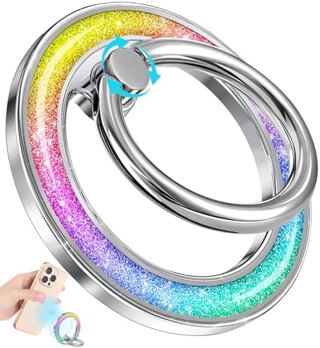 Glamorous Glitter Magnetic Phone Ring Holder for i Phone – Chic Mag Safe-Compatible Grip for Easy One-Handed Use – Stylish Finger Stand Accessory for Women – Perfect for Hands-Free Video Calls and Everyday Convenience – Secure, Durable, and Easy to Clean