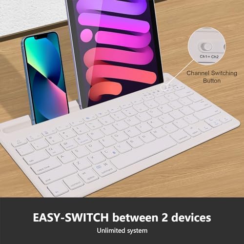 Elevate Your Typing Experience with the CHUYI Wireless Bluetooth Keyboard – Slim, Portable, and Multi-Device Compatible for i Pad, Tablet, and PC – Rechargeable with Quiet Keys and Integrated Stand Slot for Effortless Productivity