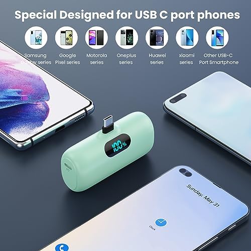 Ultra-Compact 5000 m Ah Power Bank – High-Speed USB-C Mini Portable Charger with LCD Display, Perfect for i Phone 16/15 Series & Android Devices – Lightweight Battery Pack for Travel and Daily Use, Enhanced Compatibility & Fast Charging Solutions