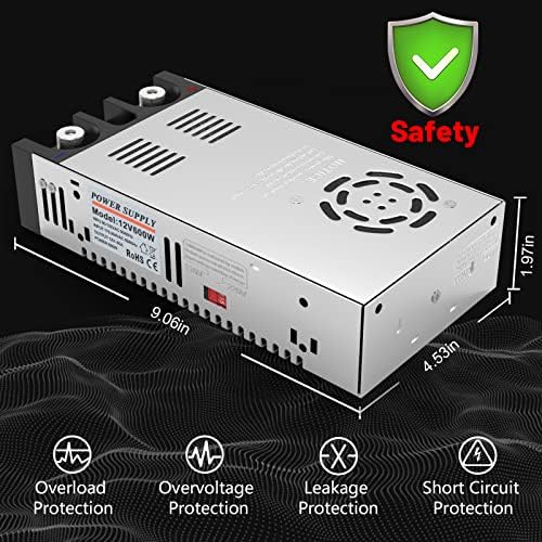 IMAYCC 600 W Adjustable AC to DC Converter – Efficient 110 V to 12 V Power Supply for Electronics and Automotive Applications, 50 A Output, Enhanced Safety Features, Compact Design for Easy Installation and Portability
