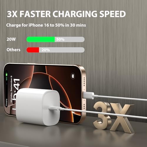 Ultimate 10 FT USB-C Fast Charging Kit for i Phone 16 and 15 – 20 W Power Adapter & Extra Long Cord for Rapid Charging of i Pads and Android Devices – Enhanced Compatibility and Durability for Everyday Use