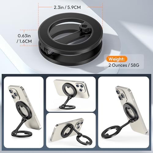 Itramax Magnetic Ring Phone Holder for iPhone 16,Double Ring Adjustable Cell Phone Stand,Magnetic Phone Holder 360° Rotation Portable Mount for iPhone 15 14 13 12 Pro Max,Mag/Safe Case,Gym,Golf Cart – Enhanced Compatibility and Speed
