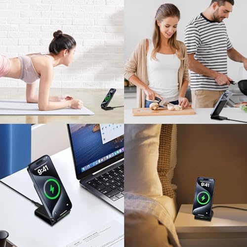 Dual-Pack 15 W Fast Wireless Charger Stand for Samsung Galaxy S23-S25 & Google Pixel 7 a-9 Pro XL – Sleek, Efficient Charging Station with Enhanced Safety Features and Universal Compatibility