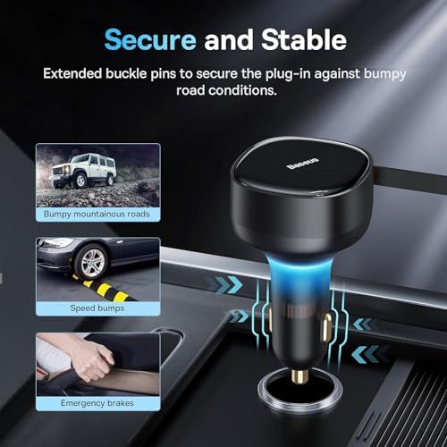 Baseus 33 W Retractable Dual USB-C Car Charger – Fast Charge Your Samsung Galaxy & Tablets on the Go, Sleek Black Design, Compact & Portable, Enhanced Safety Features for Effortless Travel Power Solutions