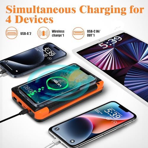 Maximize Your Charging Potential with Our 20,000 m Ah Solar Power Bank – Wireless Compatibility, Multi-Port Functionality, and Real-Time LED Display for Ultimate Convenience on the Go