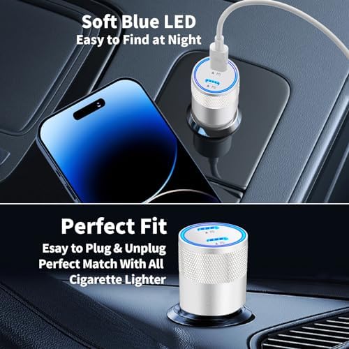 Adeqwat 72 W Dual PD USB-C Car Charger – MFi Certified Fast Charging for i Phone 16 Pro Max, Galaxy S24 & More | 2 Pack Type-C Cable Included | High-Speed Automobile Accessory for Seamless On-the-Go Power Delivery