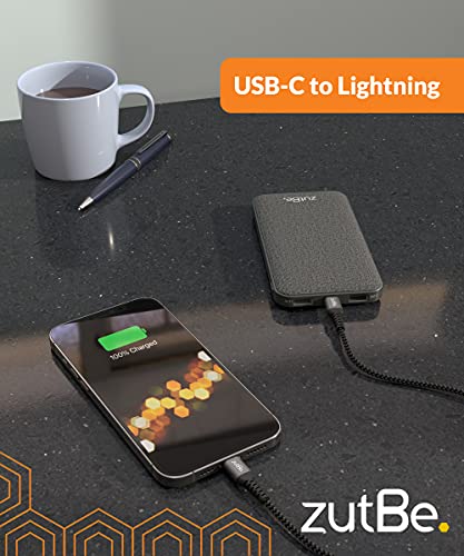 Elevate Your Charging Routine with the Shield MFi Certified USB-C to Lightning Cable – 6 ft Braided Kevlar Design for i Phone 14/13/12/11 Pro/Pro Max, i Pad, Air Pods, and i Pod – Rapid Power Delivery Support, Sleek Black & Silver Finish for Enhanced Durability and Style
