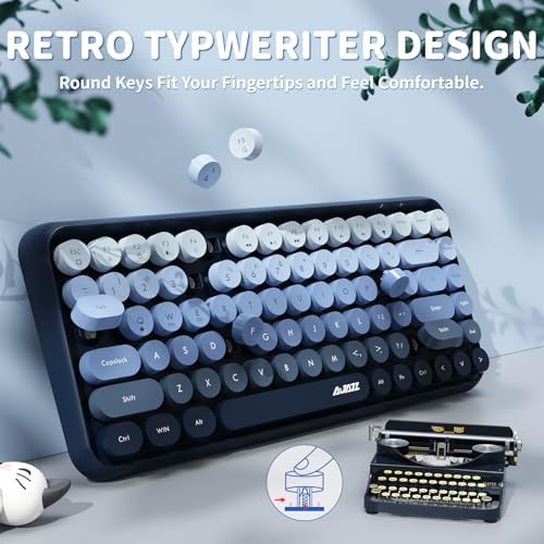 FELICON Retro Mini Wireless Bluetooth Keyboard – Portable 84-Key Typewriter Design for Android, i Pad, Windows & PC – Perfect Companion for Home & Office with Enhanced Compatibility and Rechargeable Battery