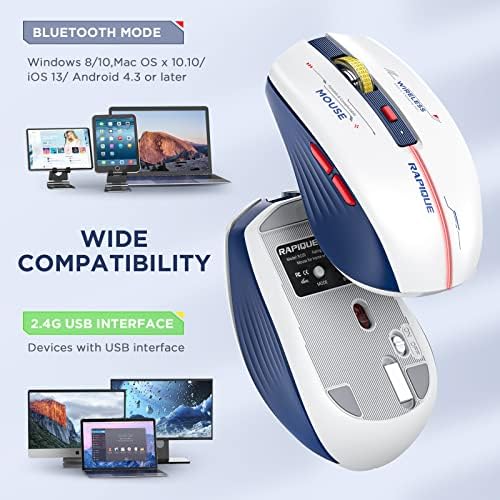 Streamlined Bluetooth Wireless Mouse – Rechargeable Ergonomic Multi-Device Mice (Tri-Mode: BT1/BT2 + 2.4 GHz) with USB Receiver, Stylish Khaki to Pink Design for Laptop, Mac Book, PC, i Mac, i Pad – Ultimate Comfort & Flexibility for Effortless Productivity