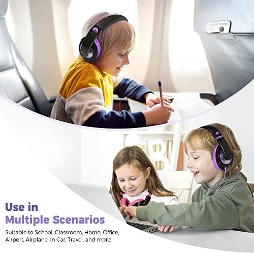 Rockpapa Kids Over-Ear Headphones – Lightweight Wired Audio Gear for School, Travel, and Home – Stylish White and Blue Design for Boys and Girls – Immersive Sound Quality with Adjustable Comfort and Durable Build for Young Audiophiles