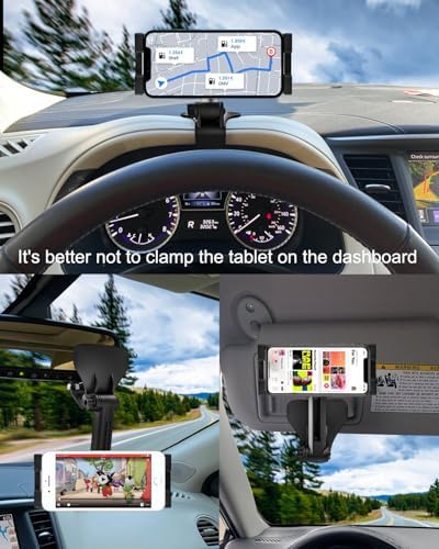 Universal Adjustable Dashboard Clip Car Phone Holder for All Smartphones – Secure Sun Visor & Rearview Mirror Mount with Enhanced Stability, Compatible with i Phone 16 Pro Max, Galaxy S24, and More – Effortless Access for Safe Driving