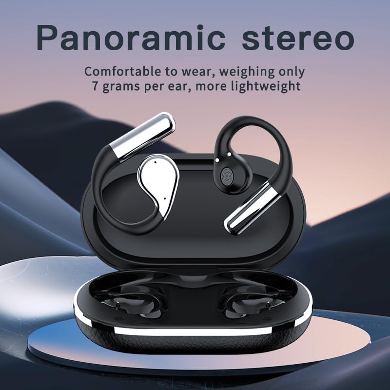 Premium Waterproof Bluetooth 5.4 Sport Earbuds with Ergonomic Ear Hooks – Next-Level Noise Cancellation & Touch Control for Active Lifestyles – Ideal for Running, Fitness, and Outdoor Adventures (Black) – LCD Display for Instant Connectivity Feedback