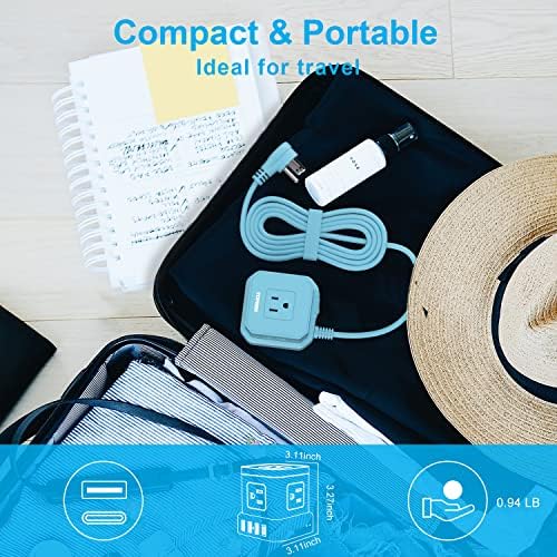 TOPREK 10 FT Power Strip with USB-C Fast Charging (3.0 A) – 5 AC Outlets & 4 USB Ports Surge Protector for Home, Office & Travel – Compact Desk Charging Station with Enhanced Surge Protection (700 J) for All Devices