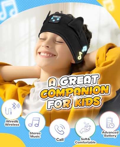 Premium Safe Listening Kids Headphones – Versatile Bluetooth & Wired Connectivity – Ultra-Comfort Stretchy Headband for Secure Fit – Travel-Friendly Audio Gear for Toddlers and Babies – Exceptional Device Compatibility – Lightweight, Durable Design for Everyday Adventures