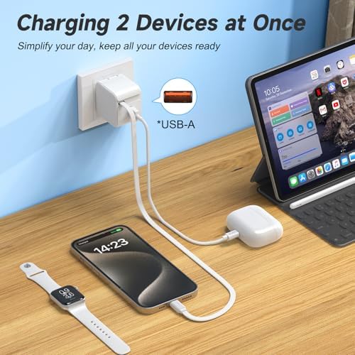 Ultimate 35 W Dual USB-C Charger with Retractable Cable – Fast Power Delivery for i Phone 16/15 Pro Max & Samsung Galaxy – Travel-Friendly 35.4-Inch Tangle-Free Design – Essential Charging Solution for Professionals and Mobile Users Seeking Efficiency