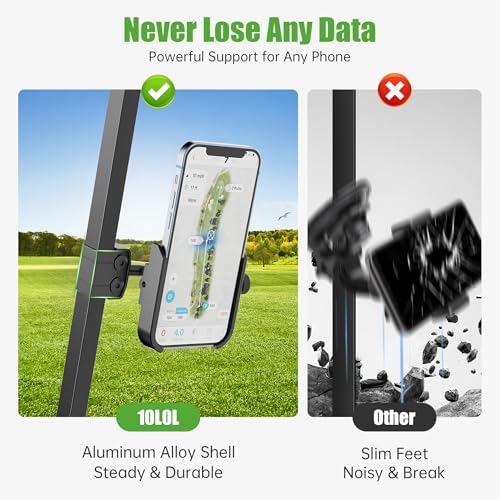 Universal Golf Cart Phone Holder for i Phone & Samsung – 360-Degree Rotatable Alloy Mount for Yamaha, EZGO, and Club Car – Effortless Installation & Enhanced Device Security for Seamless Navigation on the Course
