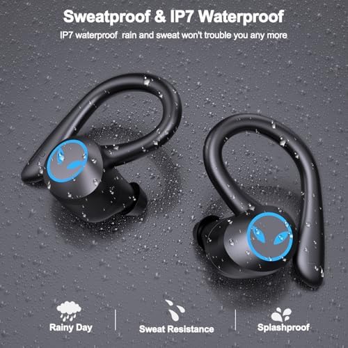 Elevate Your Audio Experience with Bluetooth 5.1 Sports Earbuds – Ergonomic Earhook Design for Secure Comfort, Immersive HD Sound for Gaming and Workouts, Sweatproof Durability for Active Lifestyles (Black)