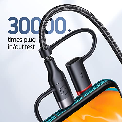 60 W PD USB C Multi-Functional Fast Charging Cable – 5-in-1 Nylon Braided Cord for Universal Compatibility with Laptops, Tablets, and Smartphones (4 FT, Grey) – Rapid Power Delivery with 3 A Fast Sync Technology
