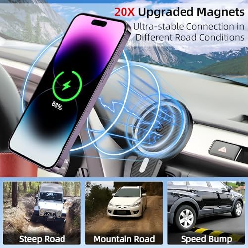Upgrade Your Toyota Tundra or Sequoia Driving Experience with the 360° Rotating Mag Safe Phone Holder – Premium Dashboard Mount Designed for 2020-2025 Models, Ensures Safety, Accessibility, and Sleek Aesthetics Without Air Vent Obstruction