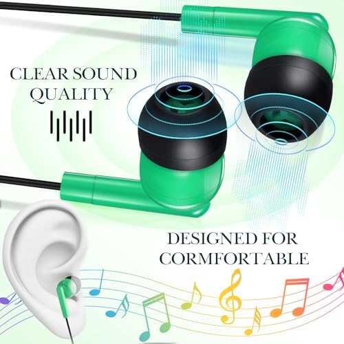 Kanayu 100 Pack Classroom-Ready Wired Earbuds – High-Quality 3.5 mm Jack Earphones for Enhanced Student Learning, Individually Packaged for Quick Distribution, Lightweight Comfort for Focused Educational Experiences