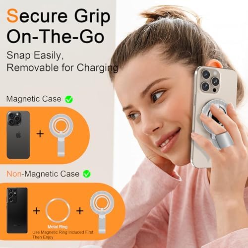 Mag Safe Universal Phone Grip & Kickstand for i Phone 12-16 Pro Max – Versatile Double-Sided Magnetic Holder for Secure Handling & Hands-Free Viewing in Gym, Kitchen & Beyond – Sleek Black Silicone Design for Stylish Convenience and Optimal Performance