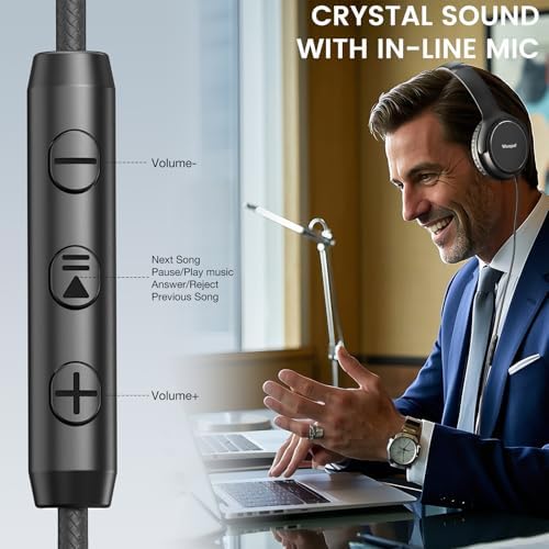 Experience Premium USB C Over-Ear Headphones with Built-In Microphone – Exceptional HD Stereo Sound for Gaming and Travel, Foldable Design for Easy Portability, Compatible with i Phone 16, Samsung, and Laptops – Ideal Wired Headset for Unmatched Audio Enjoyment