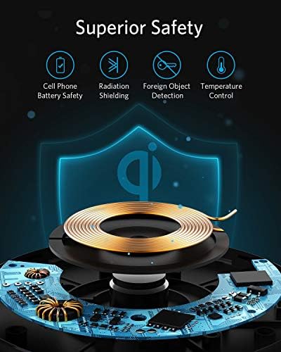 Anker 313 Qi-Certified Fast Wireless Charging Pad – Ultra-Sleek Design for Effortless 10 W Max Power Delivery Compatible with i Phone 16/15/14/12 & Samsung Devices – Enhanced Safety Features for Home & Office Use, Ideal for Air Pods & More