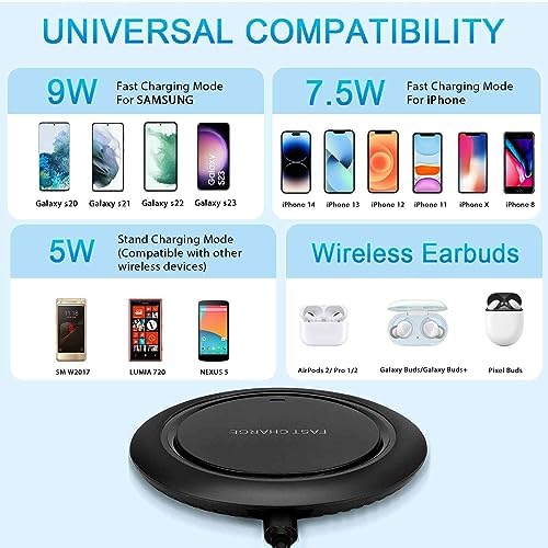 15 W Fast Wireless Charger Pad for Moto 360 (2 nd Gen) – Sleek, Efficient, and Safe Charging Solution for Tech-Savvy Users