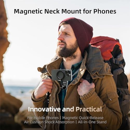 REYGEAK Magnetic Neck Phone Mount – Ultimate Hands-Free Vlogging Solution for i Phone 16/15/14/13/12 & Android Devices | Lightweight Adjustable Chest Stand for Effortless Video Capture | Enhanced Stability with Advanced Magnetic Technology | Perfect for Outdoor Adventures and Creative Content Creation