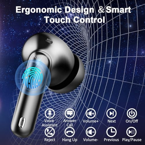Revolutionize Your Listening Experience with Bluetooth 5.4 Wireless Earbuds – Cutting-Edge Noise Cancellation, 4 Microphone Clarity, and Sport-Ready Comfort for Ultimate Connectivity with Laptops, Tablets, and Smartphones – Featuring Dynamic Sound, LED Battery Indicator, and Ergonomic Design for Music Lovers on the Move