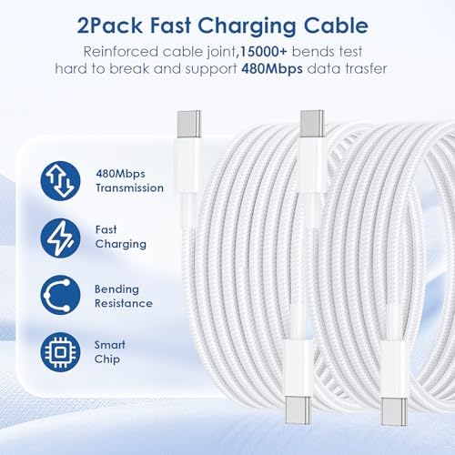 Essri 45 W PD 3.0 Ultra-Fast Charger Duo with 10 FT USB-C Cable – Premium Charging Solution for i Phone 16/15 Pro Max and Mac Book – High-Efficiency Power Delivery, Multi-Voltage Compatibility (20 V/2.25 A, 15 V/3 A, 12 V/2 A) – Perfect for On-the-Go Charging and Enhanced Device Performance
