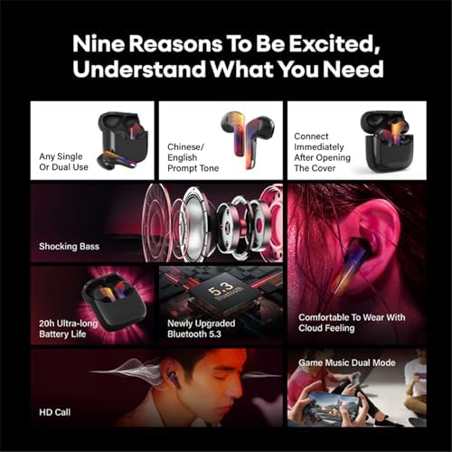 Sabbat M200 Bluetooth 5.3 Wireless Earbuds – Immersive Heavy Bass with Noise Cancellation, High-Fidelity Sound for Audiophiles – Ergonomic Fit, Quick Charge, Long-Lasting Battery, Universal Device Compatibility for All Music Lovers