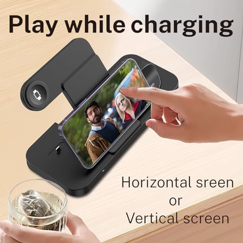 Ultimate 6-in-1 Wireless Charging Dock for i Phone 16/15/14/13, Apple Watch Series, Air Pods Pro – Super-Fast Qi-Certified Charging Station with QC3.0 Adapter for Seamless Device Compatibility and Safety Features – Perfect for Home and Travel Use