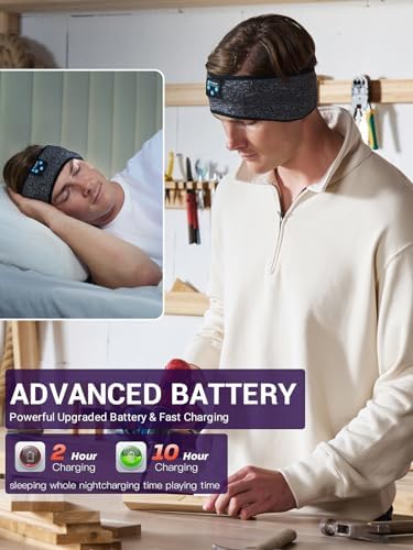 Fulext Bluetooth Sleep Headphones Headband – Ultimate Comfort for Side Sleepers, Thin HD Stereo Sound Quality – Ideal for Insomnia Relief and Travel Convenience – Perfect Gift for Men and Women – Enhanced Compatibility, Long-Lasting Battery Life for All Night Relaxation