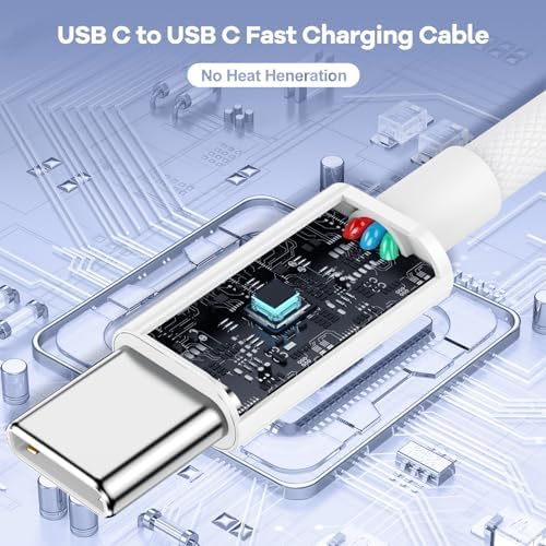 6-Foot USB C Cable for i Phone 15 – 3-Pack Durable Woven Fast Charging Solution for i Phone 16, Mac Book Pro, and Samsung Galaxy S23 Ultra – Optimal Length for Home, Office, and Travel Use – 60 W Power Delivery & High-Speed Data Transfer