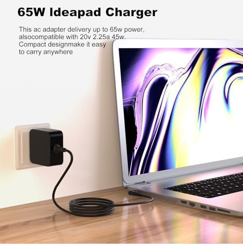 Lenovo 65 W Round Tip Laptop Charger – Ultra-Fast, Compatible Power Adapter for V14, V15, V17 Series & Ideapad Models with Enhanced Safety Features – Quick Charge Technology for Business Professionals and Students – CE/FCC/ROHS Certified for Reliable Performance – Ideal Replacement for ADLX65 CCGU2 A with 4.0 mm x 1.7 mm Connector – Your Go-To Charging Solution for Yoga 510, 710 & Flex Series – 24/7 Customer Support for Peace of Mind