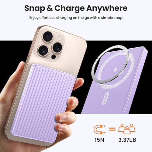 Magnetic 10000 m Ah Ultra-Slim Power Bank – 20 W Rapid Wireless Charger for i Phone 12/13/14/15 Pro Max – Compact & Lightweight Design with Enhanced Safety – Ideal for Quick On-the-Go Charging Solutions