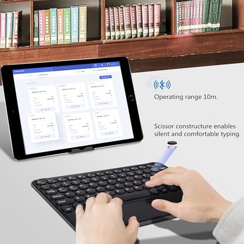 Portable Wireless Bluetooth Keyboard with Touchpad – 10-Inch Rechargeable Slim Design for i Pad Pro, Air, Mini & More | Stylish Purple Finish for Enhanced Productivity on i OS, Android & Windows Devices