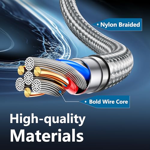 High-Speed 10 FT USB C to USB C Charger Cable – Durable Nylon Braided 3-Pack for Rapid 60 W Charging – Compatible with i Phone 15/16, i Pad Pro, Mac Book, Samsung & Google Devices – Sleek Black Design for Ultimate Flexibility and Reliability
