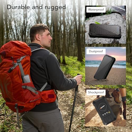 Ultimate Outdoor Solar Power Bank – 20,000 m Ah High-Capacity Charger with Integrated USB, Micro USB & Type-C Cables, Waterproof Design, 15 W Wireless Charging & 12 V Turbo Charge Technology (Blue) for Adventurers and Daily Users – Unmatched Durability & Versatile Compatibility