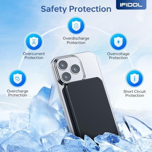 Ultra-Fast Mag Safe Battery Pack – 10,000 m Ah Magnetic Power Bank with Built-in Stand for i Phone 12-16 Series – Sleek White Design with 22.5 W USB-C Quick Charge Capability – Ideal Portable Charger for Professionals and Travelers