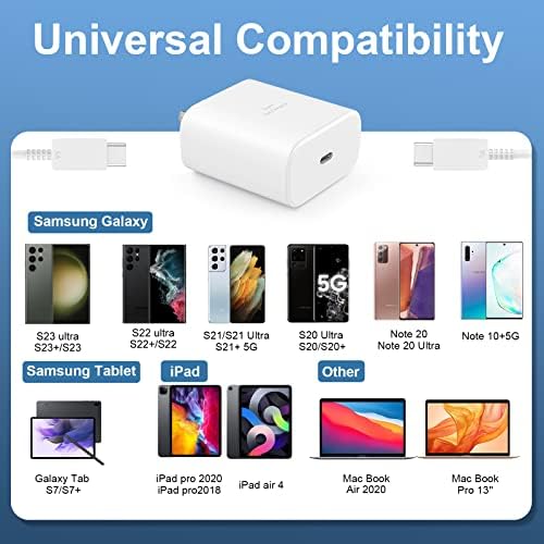 45 W Super Fast USB-C Charger with 6.6 ft Cable – Ultra-Fast Charging Adapter for Samsung Galaxy S24/S23/S22/S21/Note 20 – Stylish Deep Purple & Blue Design for Enhanced Device Performance and Safety