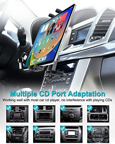 Transform Your Vehicle with the Premium Adjustable CD Slot Tablet Holder – 360° Rotating Mount for i Pad Pro, Galaxy Tab, and Smartphones (4-13″) – Unmatched Stability and Hands-Free Accessibility for Safe Driving and Entertainment on the Go