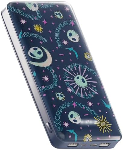 Tim Burton’s The Nightmare Before Christmas Jack Skellington 10,000 m Ah Portable Power Bank – Universally Compatible USB Charger for Phones & Tablets – Perfect Gift for NBC Enthusiasts – Fast Charging & Stylish Design for On-the-Go Power
