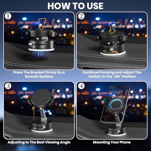 Revolutionary 360° Magnetic Vacuum Phone Holder – All-Surface Universal Smartphone Mount for Car, Gym, and Home Use – Advanced Clamping Technology for Unmatched Stability – Effortless Hands-Free Operation with Compact, Foldable Design – Ideal for Seamless Navigation and Accessibility – Elegant White Finish for Modern Aesthetics