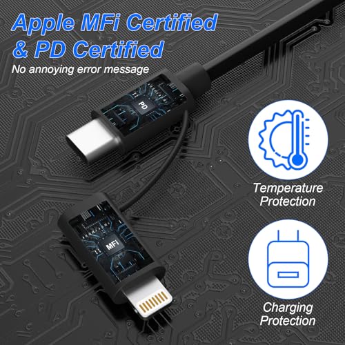 Ultimate 4-in-1 MFi Certified USB C and Lightning Charging Cable – 60 W Fast Charge & Data Sync for Apple Car Play & Android Auto – Tangle-Free Coiled Multi-Device Charging Solution for i Phone, Android, i Pad, and Laptops – Premium Compatibility & Speed Enhancement