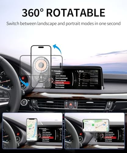Wireless charging car phone holder For 2019-2023 BMW The X5 / 2020-2023 BMW X6 /2019-2022 BMW X7 Accessories 12.3-inch Screen Fixed Clip,360° Rotation car phone mount Compatible with MagSafe – Enhanced Compatibility and Speed