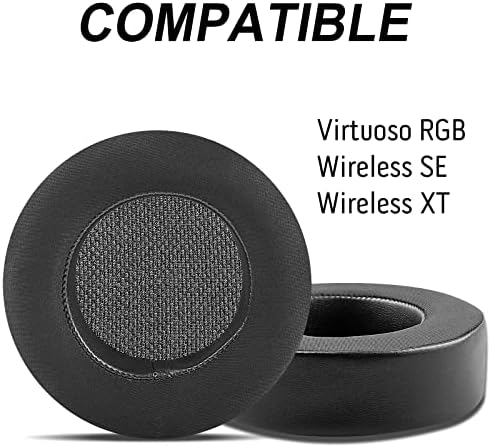 Premium Comfort Replacement Ear Pads for Corsair Virtuoso RGB Wireless SE XT Gaming Headset – Enhanced Memory Foam Cushions with Superior Breathability and Noise Isolation (Fabric Black) – Perfect for Long Gaming Sessions and Easy Installation