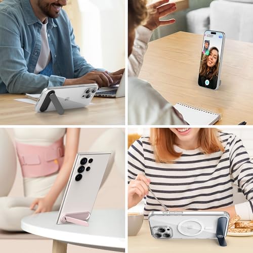 Dual-Angle Adjustable Phone Kickstand – 2 Pack Folding Stand for i Phone & Samsung – Portable, Versatile Hands-Free Holder for Optimal Viewing – Durable Black Design for All Smartphones – Perfect for Video Calls, Streaming & Reading
